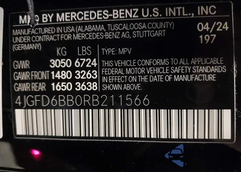 2024 Mercedes-Benz Amg Gle 53 Coupe 4Matic+ from USA, damaged, VIN 4JGFD6BB0RB211566